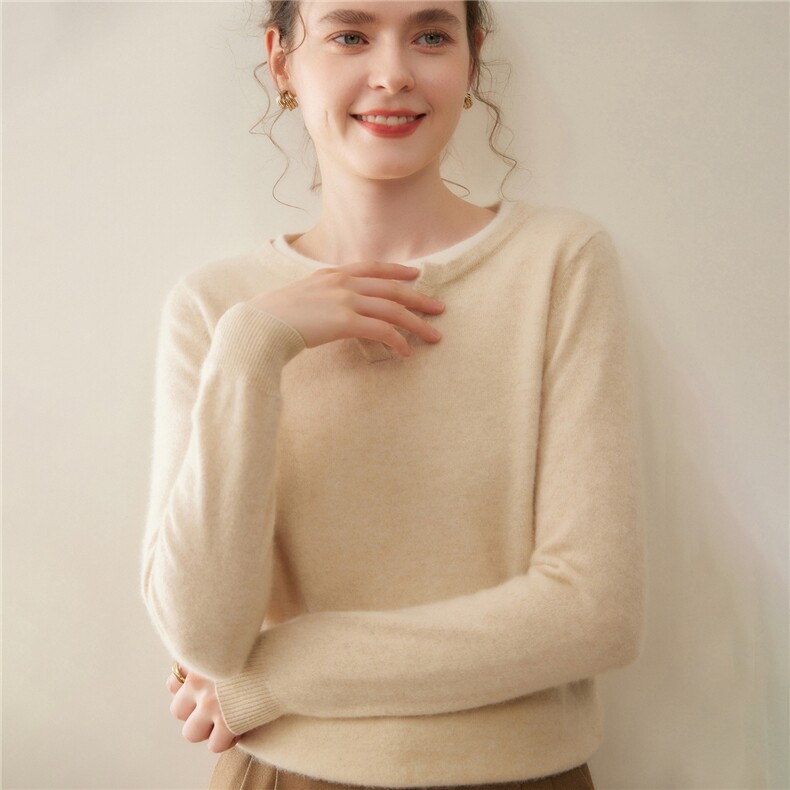 2025百搭时尚简约亨利领假两件针织羊绒衫，女装羊绒衫，暖凌绒