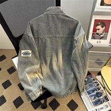 美式水洗牛仔外套男春秋新款宽松休闲青少年立领机车服GG8897P67，男装工装外套，星座1013-5