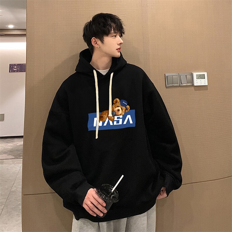 NASA纯棉连帽卫衣男大码运动帽衫宽松薄WY2247-P35,男装卫衣,电商A040