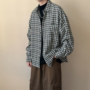 现货-小格子潮牌衬衫外套男百搭青少年衬衣-AC23098特批P58图片