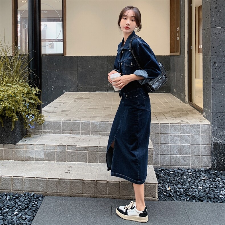 休闲风春秋小众特色简约通勤休闲秋季宽松时尚套装显瘦牛仔高腰,女装套装/套裙,浙宝305