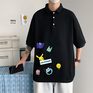 PL57079-P35 翻领短袖polo衫男大码胖子半袖t恤男有领保罗衫 模特图片