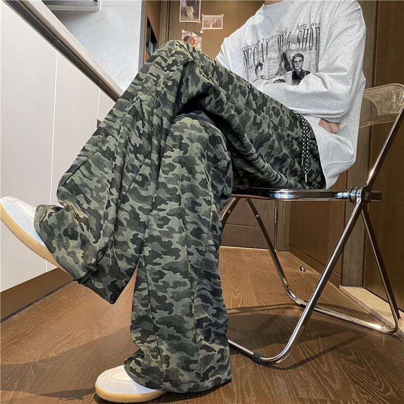 秋季新款斜切拼接迷彩灯芯绒设计感休闲裤B315-K25829-特P35控68，男装休闲裤，电商B315