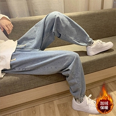 男装宽松休闲加绒加厚束脚潮流衬衫牛仔裤DM08-P40，男装牛仔裤，电商D321-1