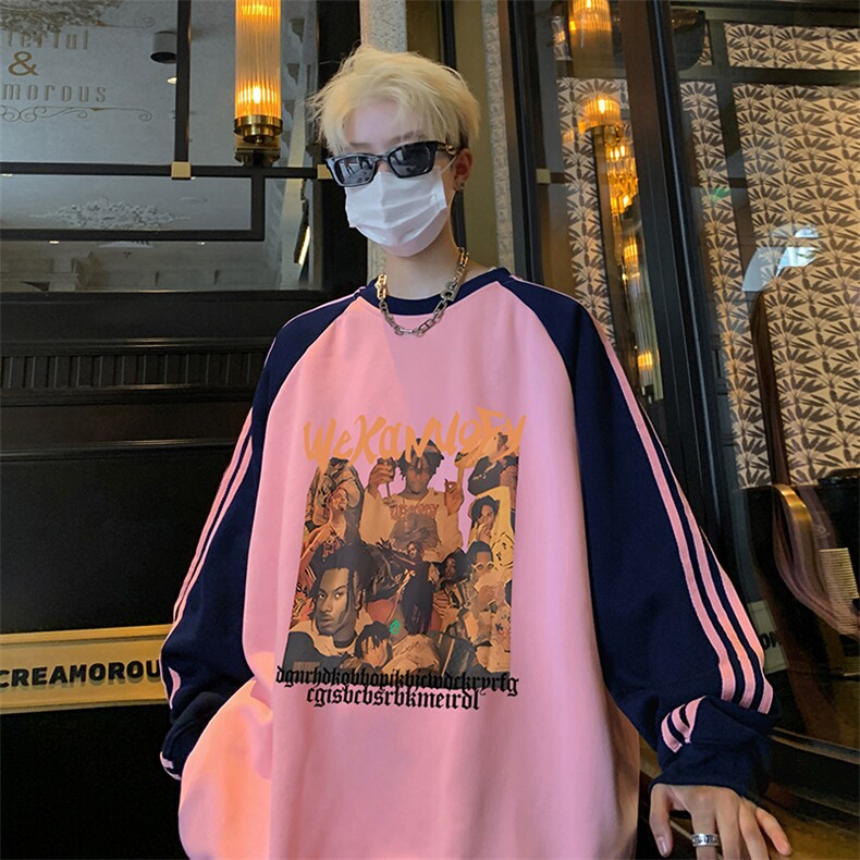 抖音得物供货提供视频秋冬重磅美式宽松织带圆领卫衣0727,男装卫衣,电商A486