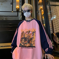 抖音得物供货提供视频秋冬重磅美式宽松织带圆领卫衣0727，男装卫衣，电商A486