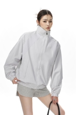 美式罗纹拼接袖子褶皱大码M-5XL教练夹克女JK78056P69控105，女装短外套，星座226-1