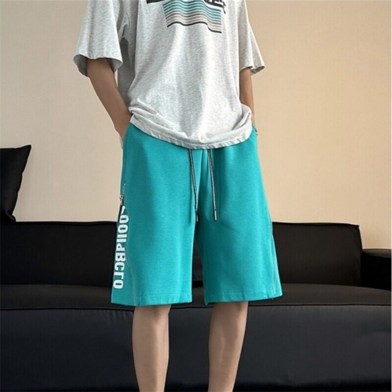 美式嘻哈街头运动短裤男宽松夏季潮牌休闲五分裤设计感拉链篮球裤,男装休闲裤,星座506A