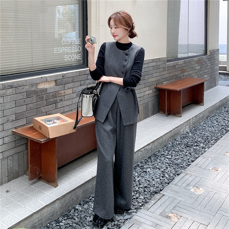 秋季阔腿裤马甲时尚两件套女,女装套装/套裙,秋水欣儿