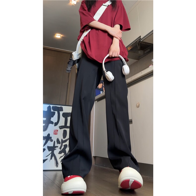 抖音品质美式高级休闲垂坠感微喇西裤B315-K24248-特p40控78,男装西裤,电商B315