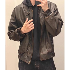 复古PU皮短款皮衣男秋冬季美式痞帅机车工装夹克外套JF829，男装夹克，星座1116A（原606A-3）