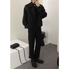 W9796-P58网图现货潮牌宽松痞帅炸街休闲明线西装夹克拼边外套，男装夹克，星座1608-2