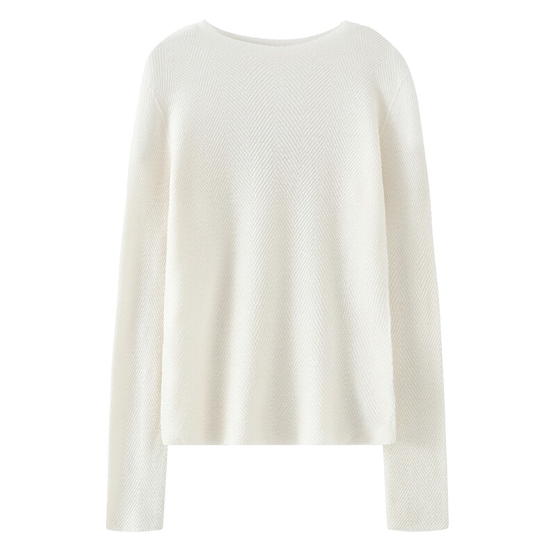 2025年秋季新款百搭鱼骨圆领长袖，女装羊毛衫，星纬羊绒