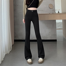 黑色喇叭裤秋冬新款小个子修身显瘦休闲高腰垂感西装微喇裤，女装休闲裤，云美莎专业女裤-全店现货