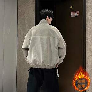 网图 扎染pu立领皮加棉夹克情侣棉服外套男 H2506-1加棉特P73图片
