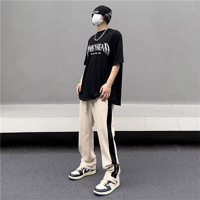 休闲长裤男款夏季薄款直筒微喇裤子美式vibe潮牌运动裤K0494-P40图片