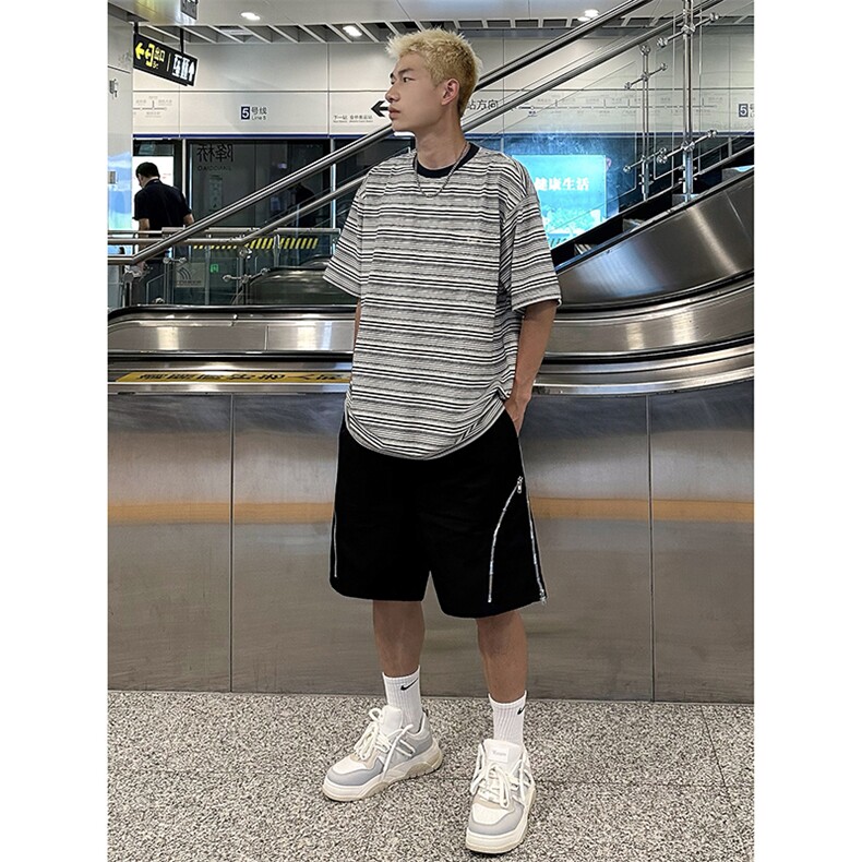 B221美式ins高街暗黑小众拉链休闲短裤五分裤LK23058-P55控78,男装休闲裤,电商B221
