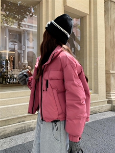 现货新款羽绒服女短款韩版立领简约加厚小个子高级感面包服外套潮图片