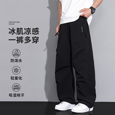 PaulFrank/大嘴猴美式伞兵工装裤男夏季薄冰丝直筒宽松阔腿休闲裤，女装休闲裤，星座1206（原A206）