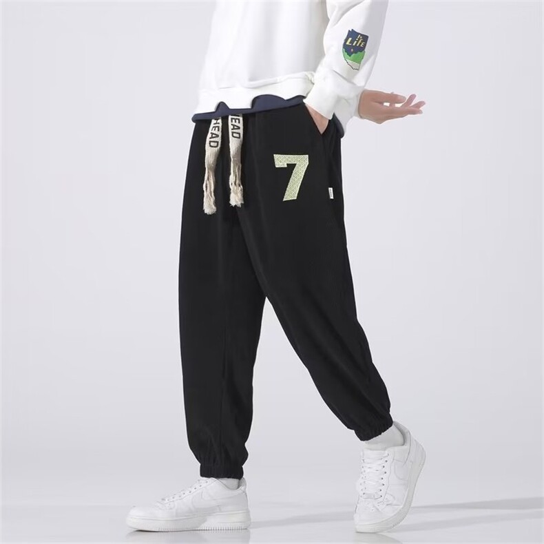 美式潮牌灯芯绒裤子男直筒男裤运动卫裤束脚裤休闲长裤K0116-P40,男装休闲裤,星座308B-1