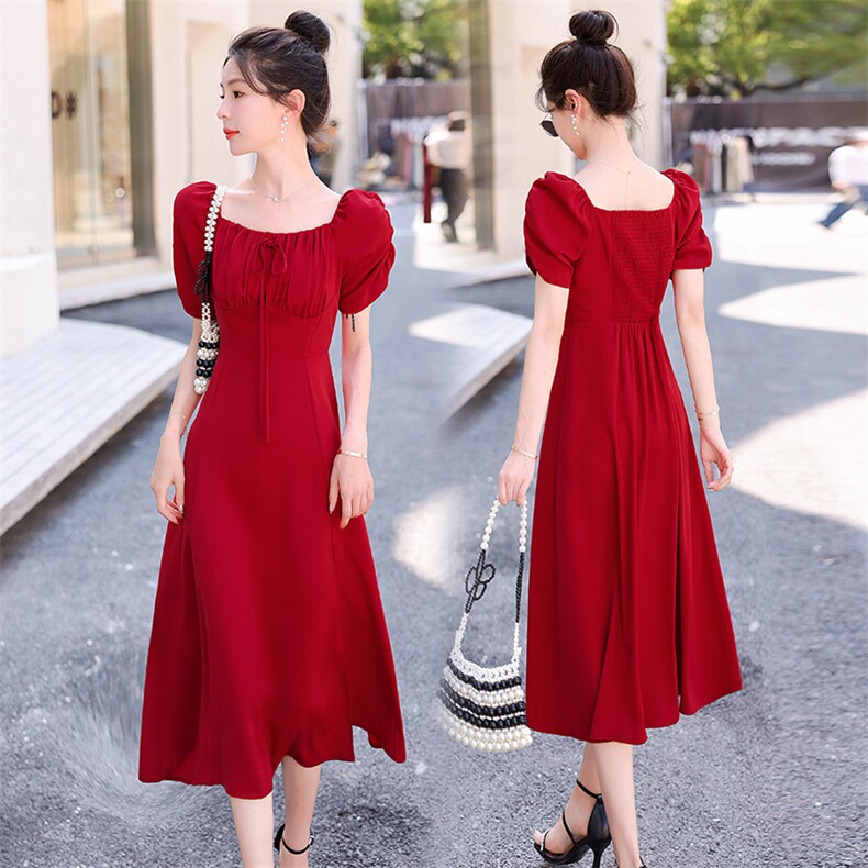 现货新款2024年夏季修身气质显瘦通勤OL风格连衣裙，女装连衣裙，盈茜