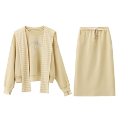 条纹披肩卫衣裙子套装女春季2026新款设计感洋气显瘦半身裙两件套，女装套装/套裙，浙宝029