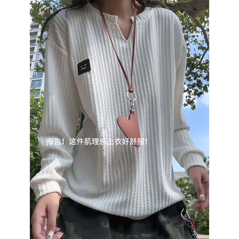 XZ809A/VVV3/P35/控48 美式V领硅胶印花肌理感百搭长T恤卫衣图片