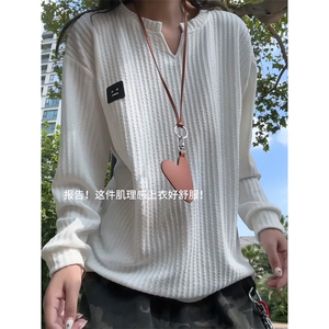 XZ809A/VVV3/P35/控48 美式V领硅胶印花肌理感百搭长T恤卫衣图片