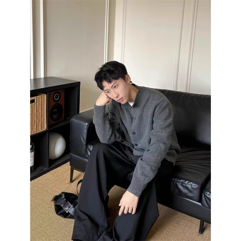 YC0811-P58日系简约圆软糯打底毛衣仿绒休闲纽扣开衫宽松外套,男装T恤,电商C233