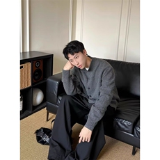 YC0811-P58日系简约圆软糯打底毛衣仿绒休闲纽扣开衫宽松外套，男装T恤，电商C233