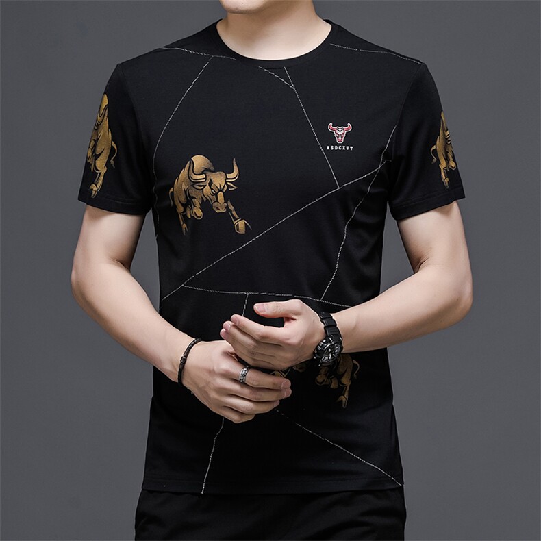 2023新款冰丝短袖男夏季宽松Polo衫中年人衣服休闲商务夏装t恤图片