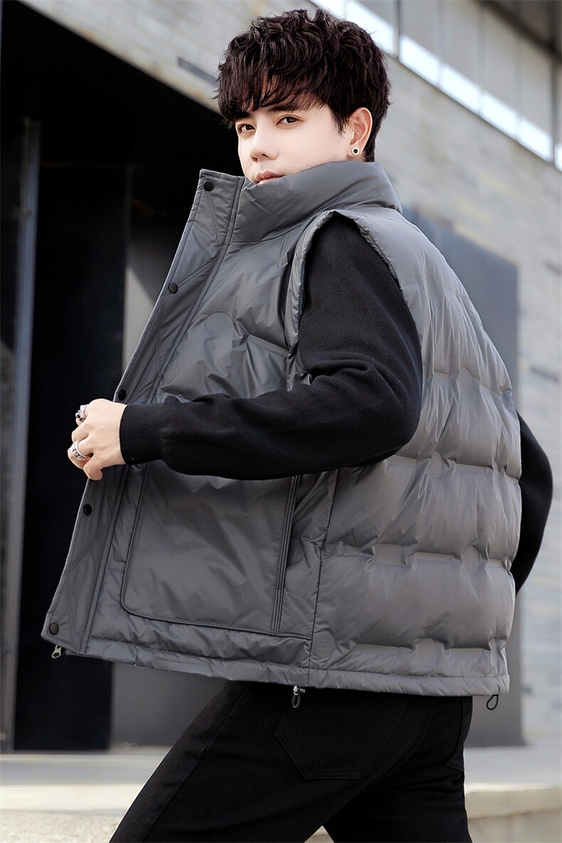 短款立领羽绒马夹男日系潮流面包服保暖外套马甲背心M10-P115,男装背心/马甲,电商A239