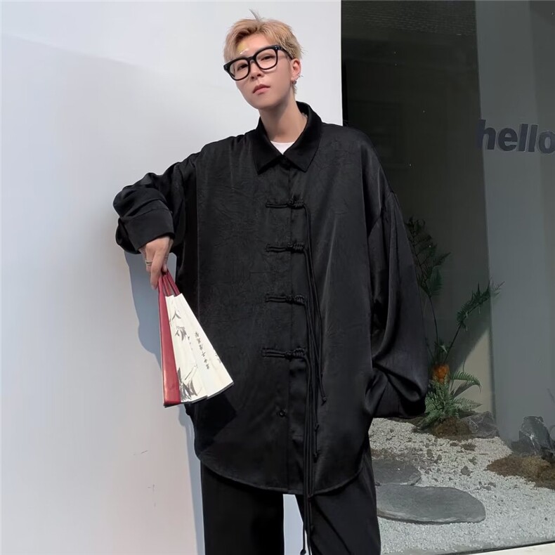 提花布中山唐装衬衫男港风潮流个性2024春季新款ins外套CY581-P53图片