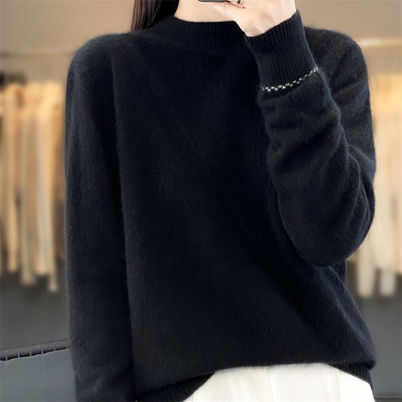 女套头短款2024年新款秋冬内搭洋气网红打底羊毛衫，女装羊毛衫，蒙特羊绒