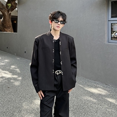 现货小立领扣子设计款纯色百搭休闲外套小西装A071-3329-P98，男装西服套装，电商A071