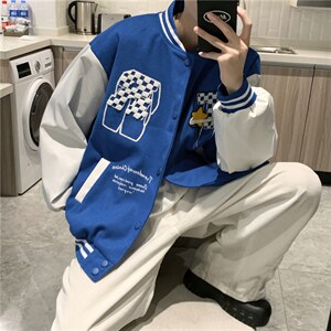 男长袖潮流宽松棒球领简约克莱因蓝夹克春季新款棒球服J3118P70,男装夹克,星座1116-2