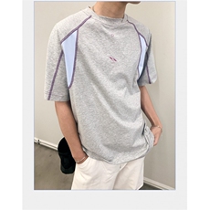 2025新款韩系简约风撞色拼接短袖T恤美式复古男女休闲TA55-P38，男装T恤，星座208-5