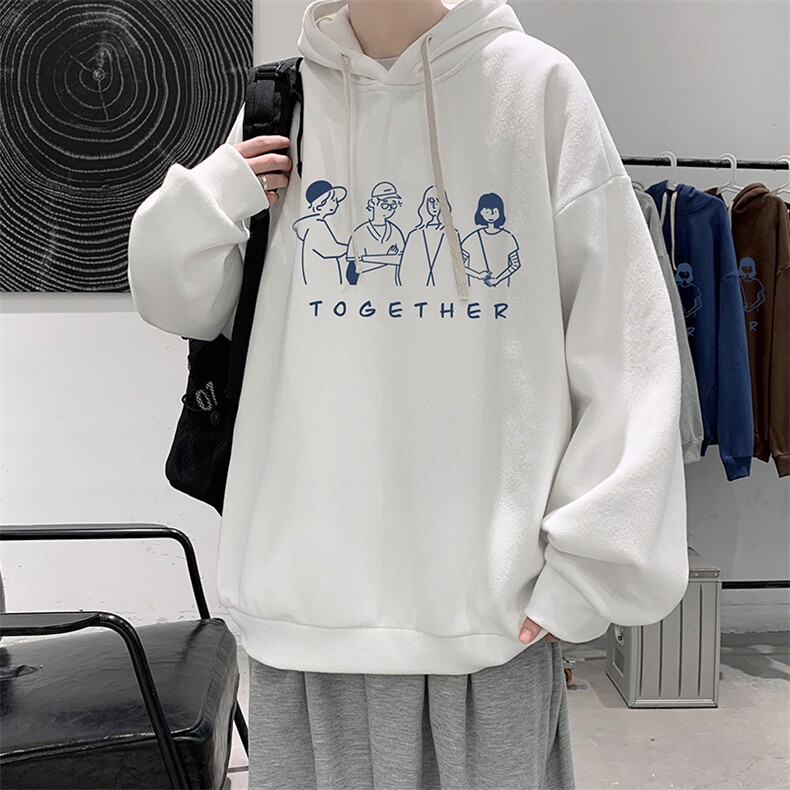 WY2191-P35加绒款-P40纯棉连帽卫衣男大码运动帽衫宽松薄外套男,男装卫衣,电商A040