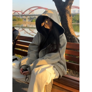 抖音得物高品质二开 25秋冬美式重磅宽松结构双面连帽卫衣外套W68图片