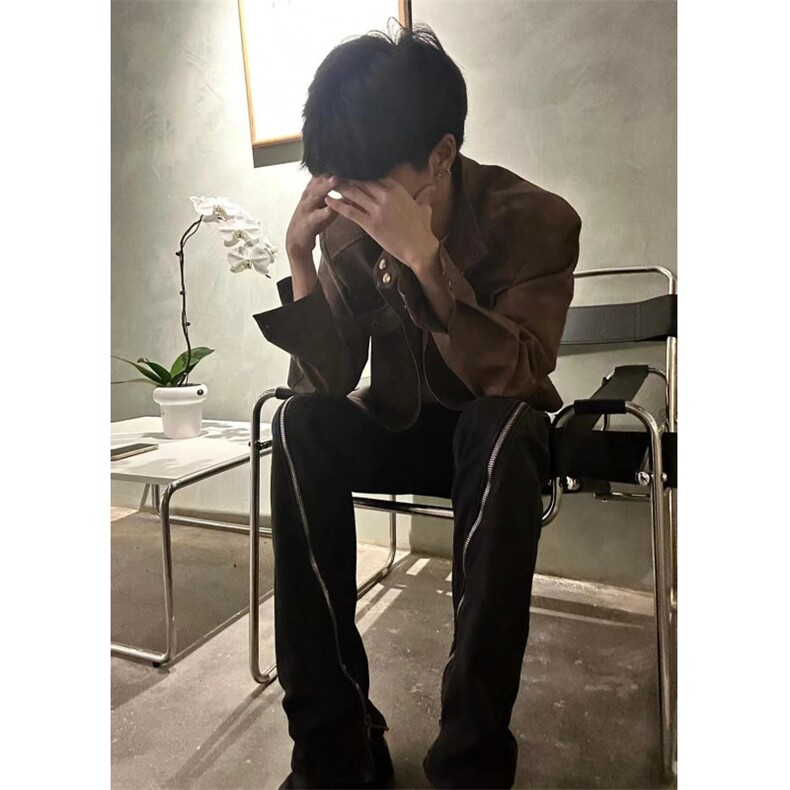 【有货】咖棕色飞行员外套美式复古短款机车服夹克JK8542WW-特P75,男装夹克,星座1007（原301D）