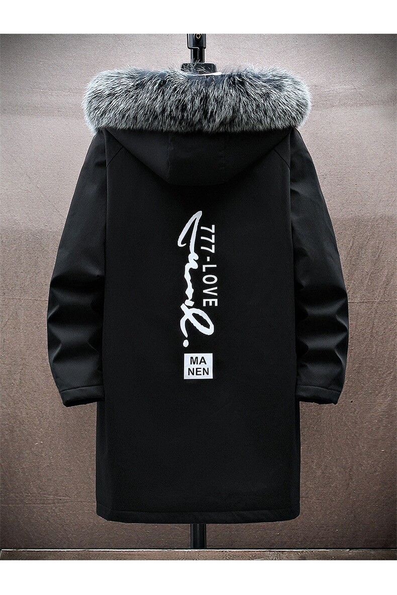 主推款男士派克服中长款冬季加绒加厚风衣连帽外套JR917-P90,男装风衣,星座301D(原星座1004-8）