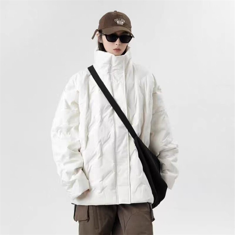 MC607-P98冬季美式菱形充棉加厚情侣棉服外套图片