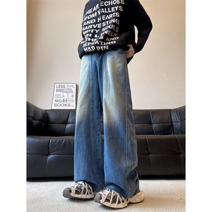 新款简约潮流牛仔裤男美式复古直筒宽松时尚休闲牛仔长裤子 K816图片