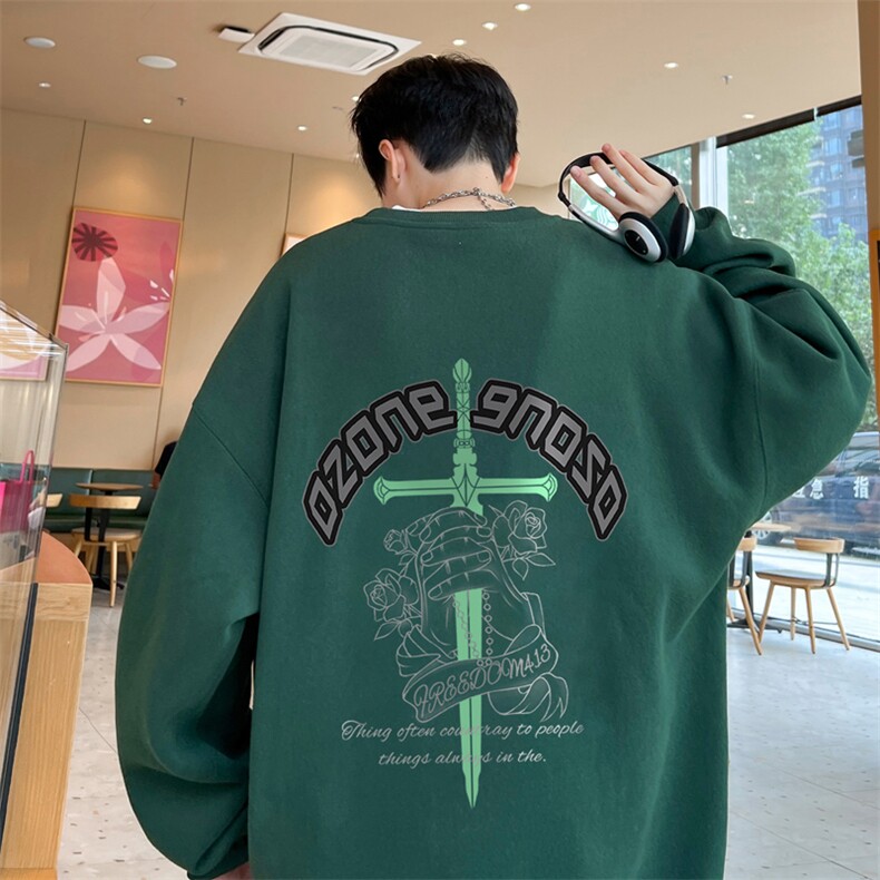 ！ 圆领卫衣男装港风长袖T恤男外套男WY176-P28图片