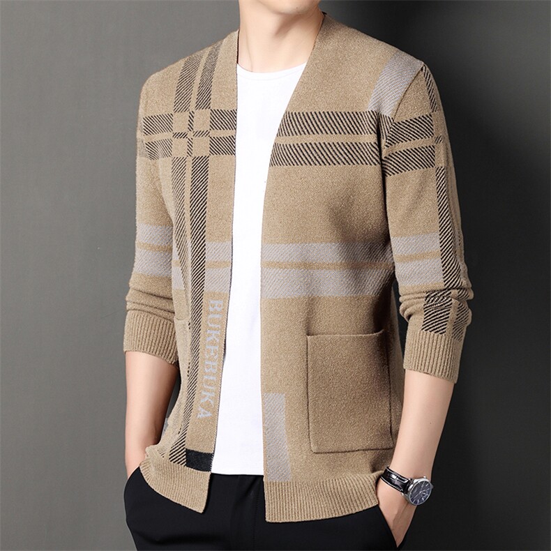 休闲拼色毛衣针织衫夹克新款时尚休闲帅气开衫外套潮流男装上衣，男装针织衫/毛衣，钱塘6003（原4033）