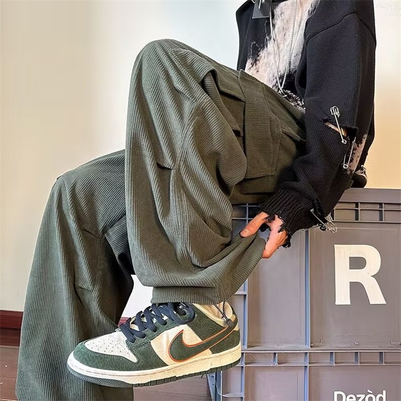 冬季潮牌美式复古工装裤男宽松束脚灯芯绒束脚休闲长裤AK1332-P45，男装工装外套，星座1008-1