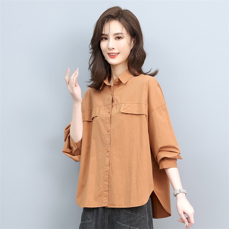 短外套女春秋2022年新款中年妈妈休闲大码衬衫休闲棉麻短款衬衣,女装衬衫,叶笙衣