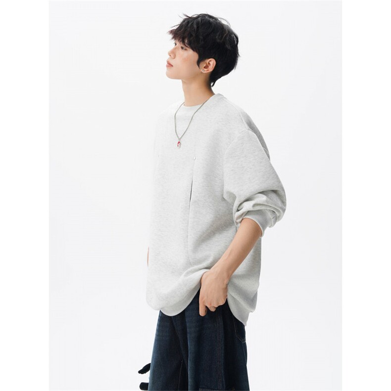 WY10152-特P45控78小众撞色拼接破缝假两件大码男大码情侣卫衣,男装卫衣,电商A059