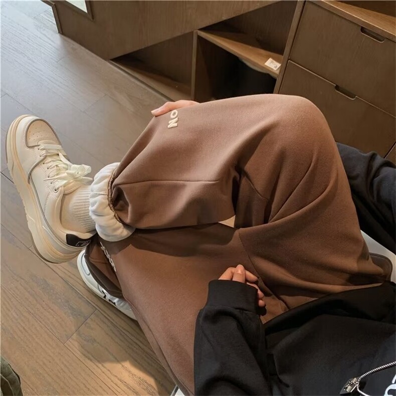 加绒束脚休闲裤男韩版潮字母刺绣2024冬季新款ins长裤K4909-P39,男装休闲裤,星座412-3