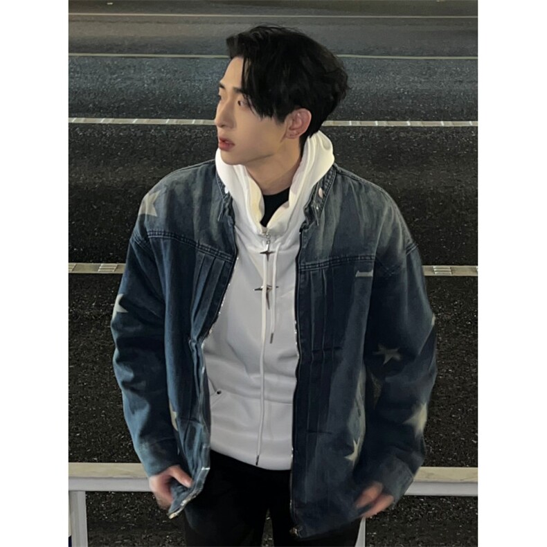 《自拍图》春秋季美式复古印花短款宽松设计感小众WJ15-P83,男装夹克,星座1109-4